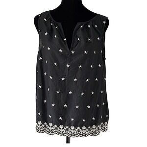 GAP Women Black Sleeveless Embroidered Star Top Size Small